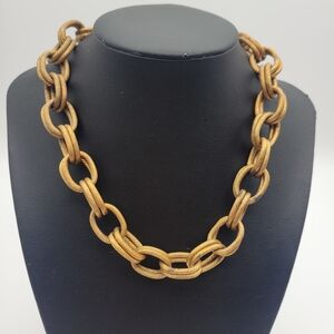 Vintage Double link 1980s Unmarked Gold tone Chain Necklace